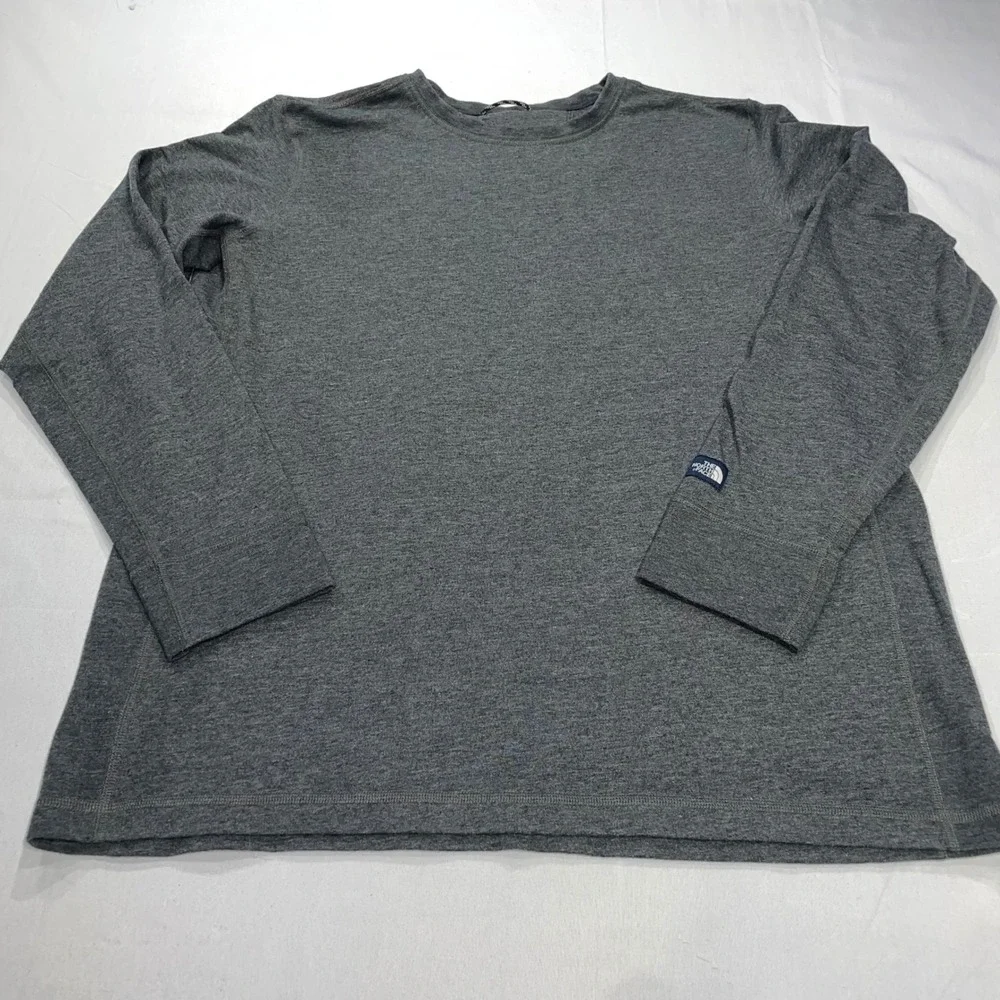 The North Face Mens XL Gray Long Sleeve Crew Neck Shirt A3MG5 FA18 Cotton Blend